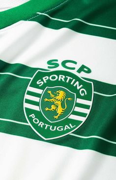 the green and white striped shirt has a lion on it's chest, and is worn by sporting portugal