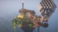 A cute cottage on a floating island #cottagecore #minecraftbuilds Cottagecore Minecraft Builds, Aesthetic Minecraft Builds, Cottagecore Minecraft, Island Cottage, Cute Cottage, Minecraft Builds