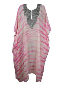 Boho Kaftan Pink Maxi Dress, Caftan, Tie dye Embroidered Caftan, Sheer Resort Wear, Cruise Maxi Dress L-4XL, Boho Kaftans, Interior Boho, Embroidered Caftan, Sheer Kimono, Boho Interiors, Pink Maxi, Pink Tie Dye, Pink Maxi Dress, Boho Look