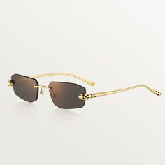 Panthère de Cartier Sunglasses Golden Mirror, Cartier Sunglasses, Gray Lenses, Cartier Panthere, Mirror Effect, Luxury Sunglasses, Grey Lenses, Eyewear Sunglasses, Cartier