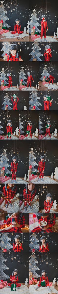 multiple images of red and green christmas decorations