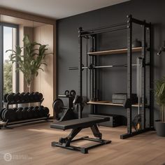 there is a gym with equipment in the room