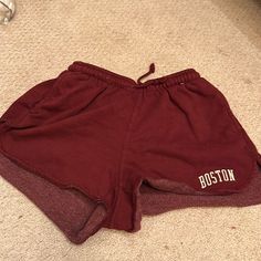 Size Is A Small To Xs Red Boston Sweatshorts Never Worn Red High-waisted Athletic Shorts With Built-in Shorts, Red Shorts For Loungewear, Red Athletic Shorts For Loungewear, Summer Cotton Bottoms In Burgundy, Summer Cotton Burgundy Bottoms, Red Cotton Shorts For Loungewear, Red Relaxed Fit Pajama Shorts, Red High-waisted Relaxed Fit Shorts, Red Cotton Loungewear Shorts