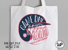 a tote bag with the name game day on it and a baseball ball inside