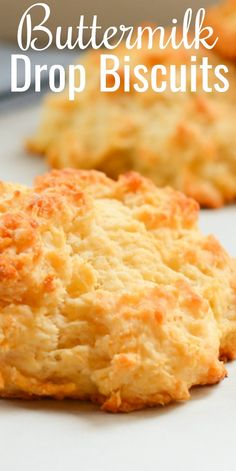 buttermilk drop biscuits on a white surface