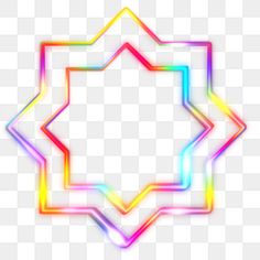 a rainbow colored star shaped object on a white background, with transparent lines in the middle