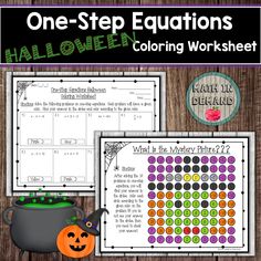 halloween themed worksheet for one - step students to practice addition and subtraction