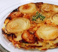 an onion dish is shown on a clear plate