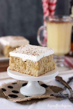 a piece of cake sitting on top of a white plate