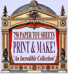 an incredible collection of paper toy sheets is featured in this ad for the company's 50th anniversary