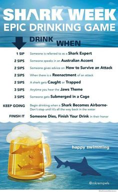 a poster advertising shark week drinking game