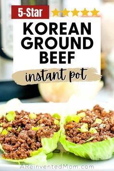 korean ground beef in lettuce cups with text overlay