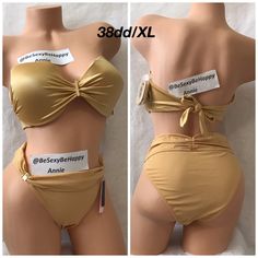 New With Tag Victoria’s Secret Padded Bikini Top Size 38dd X-Large Bottom Fitted Gold Swimwear For Beach Party, Victoria Secret Swim, Womens Swim, Victoria’s Secret, Victoria's Secret, Swimming, Women Shopping, Gold, Color