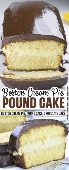 boston cream pie pound cake with chocolate frosting