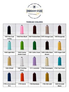 the thread color chart for embroidery