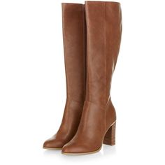 Tan Leather-Look Metal Trim Knee High Boots ($52) ❤ liked on Polyvore featuring shoes, boots, bottes, chaussure, knee boots, tan boots, tan knee high boots and knee high boots Tan Knee High Boots, Chunky Heeled Boots, Knee High Boots Flat, Vegan Leather Boots, Brown Knee High Boots, Boots Knee High, Vegan Boots, Faux Leather Boots, Tan Boots