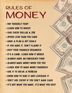 the rules of money are shown in this poster, which shows how much money can be taken