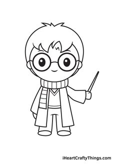 the harry potter coloring page is shown in black and white, with glasses on it