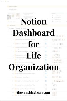 notion ideas Life Dashboard