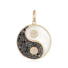 14K Gold Yin & Yang Diamond Necklace Charm. Our Mother Of Pearl brings the gentle healing power of the sea. It is a stress relieving stone; relaxing and soothing. The balance of yin and yang were seen to influence health and order within an individual, society, and the entire universe. Chain sold separately. Item Yin Yang Charm, Yin And Yang, Healing Power, Diamond Charm, Necklace Charm, Gemstone Engagement Rings, Handmade Pendants, Black Rings, Yin Yang