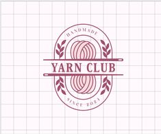 the yarn club logo is shown on a white background with red and pink accents,