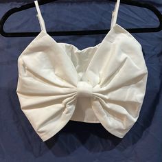 Nwot Mable Bow Top. Includes A Zipper On The Side To Make It Easy To Slip On. Super Adorable But I Didn’t End Up Wearing For My Wedding Celebrations As Planned. Originally Ordered From These Three Boutique. White Tops With Bow For Day Out, White Bow Tops For Day Out, White Bow Top For Day Out, Fitted Summer Crop Top With Bow, Cute White Top With Bow Detail, White Bow Crop Top For Summer, White Sleeveless Top With Bow, Fitted White Crop Top With Bow, Fitted Bow Crop Top