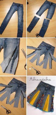 the steps to make a skirt out of jeans