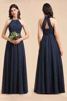 Matric Dress, Simple Frock Design, Halter Bridesmaid Dress, Navy Blue Bridesmaid Dresses, Classy Dresses, Maid Of Honour Dresses, Navy Bridesmaid Dresses, Lace Bridesmaids, Chiffon Fashion