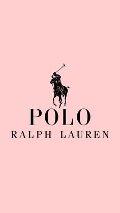 the polo logo is shown in black and pink colors on a light pink background with an image of a man riding a horse