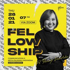 a woman standing in front of a yellow and black poster with the words feel low ship