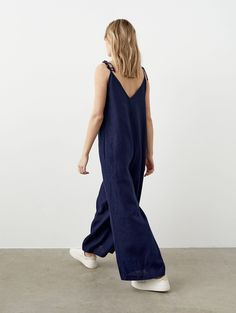 Linen Jumpsuits And Rompers For Vacation, Relaxed Fit Linen Jumpsuits And Rompers For Vacation, Vacation Linen Jumpsuits And Rompers With Relaxed Fit, Linen Jumpsuits And Rompers For Loungewear, Elegant Linen Jumpsuits And Rompers For Beach, Chic Linen Lounge Dress, Wide Leg Linen Jumpsuits And Rompers, Wide Leg Linen Jumpsuits And Rompers For Beach, Linen Wide Leg Jumpsuits For Beach