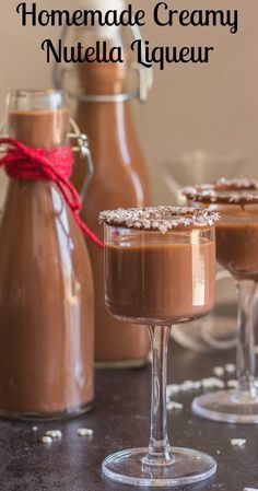 homemade creamy nutella liqueur in coupe glasses