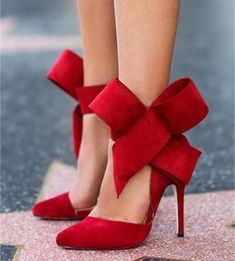 Glaring Red Pointed Toe High Heel Bow Sandals Q-0118 · Eoooh❣❣ · Online Store Powered by Storenvy Sandal Hak Tinggi, Sepatu Pump, Heels With Bows, Hak Tinggi, Butterfly Heels, High Heels Classy, Bow High Heels, Rocker Girl, Prom Heels