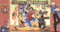 one piece christmas card with all the characters