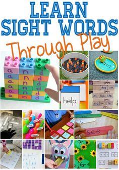 the cover of learn sight words through play with pictures of letters, numbers and shapes