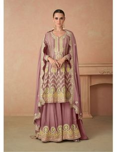 Buy a Real Chinon Short Anarkali With Sharara On Rutbaa