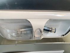 a close up of the front light of a car