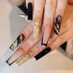 Black Nail Tips, Fake Nails Long, Ballet Nails, Long Press On Nails, Ballerina Nails, Stick On Nails, Nailed It, Unique Nails, Nail Arts