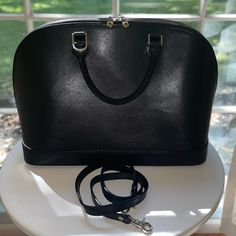 Nwot And In Pristine Condition! Pulicati Black Italian Leather "Alma" Satchel Bag With Silver Hardware And Matching Black Satchel Strap. Rolled Leather Handles. Double Zipper Closure On Top That Unzips On Both Sides For A Wide Opening. This Bag Fits My 2020 Macbook Air With 13” Display (See Picture) And Would Make A Perfectly Chic Work Bag, “Briefcase,” Or Computer Bag! Elegant Black Laptop Bag With Removable Pouch, Formal Black Laptop Bag With Removable Pouch, Black Laptop Bag With Detachable Handle For Everyday Use, Elegant Black Crossbody Laptop Bag, Elegant Black Laptop Bag With Detachable Strap, Black Top Handle Laptop Bag With Detachable Strap, Black Laptop Bag With Detachable Strap And Top Handle, Black Laptop Bag With Detachable Strap, Chic Work Bag