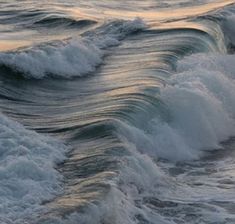 the ocean waves are rolling in to shore