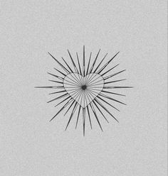 a black and white drawing of a sunburst in the middle of a gray background