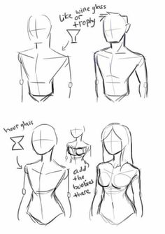 how to draw female torsos with different angles and body shapes, from the side view