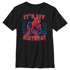 Celebrate your special day with your favorite comic book heroes as you party with your friends and family in style with this officially licensed graphic apparel from Marvel! Presenting the It's My Spider-Birthday Boys' tee featuring a cool graphic of Spider-Man wishing you a happy birthday with this amazing design with the phrase "It's my birthday" printed across in red! Grab one of these amazing Marvel shirts and start celebrating your party superhero style! Superhero Fashion, Birthday Boys, Marvel Shirt, It's My Birthday, Boys Graphic Tee, Graphic Tee Design, Graphic Apparel, Comic Book Heroes, Its My Birthday