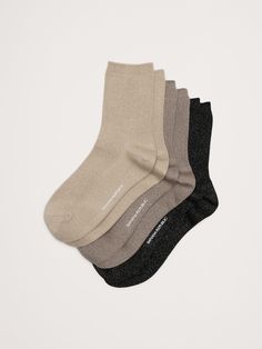 This luxurious sock blends together beautiful silk with breathable cotton to make everyday feel more indulgent.  Set of 3.  Hits above the ankle.  Fits women's shoe sizes 6-10. Crew Sock, Mixed Metals, Crew Socks, Autumn Winter Fashion, Banana Republic, Women's Accessories, Winter Fashion, Personal Style, Cotton Blend