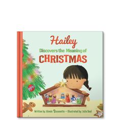 a children's book about christmas with an image of a child in a box