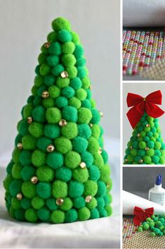 there is a christmas tree made out of pom - poms