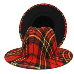 Accessorize any outfit with our most loved fashion fedora. Make heads turn in these. Felt Hat Brim Size: 3.25" Head Size: OS with adjustable inner drawstring Fabric 65% Polyester, 35% Cotton Red Fedora, Womens Fedora, Church Hat, Fedora Hat Women, Felt Fedora, Fascinator Hats, Red And Black Plaid, Round Design, Mens Accessories Fashion