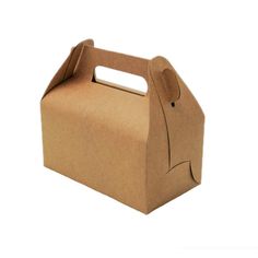 a brown paper box with a handle on the side and a cutout at the top