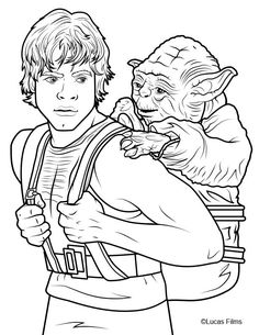 star wars coloring pages for kids with hanto and yoda on the back ground