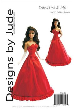 an image of a barbie doll wearing a red dress